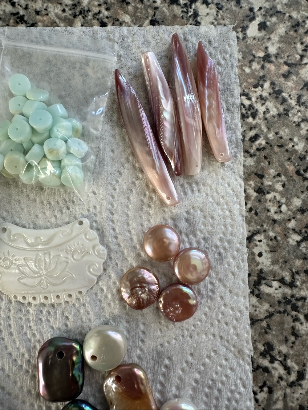Jewelry Supply Assortment Pearl Mother of Pearl White Pink Purple DIY Jewelry - Picture 3 of 6